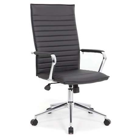 Officesource Ridge Collection Executive High Back Task Chair w/Chrome Frame and Ribbed Back 05RG2QHAVBK